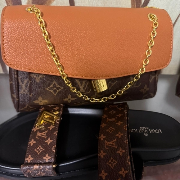 Louis Vuitton Handbags - Louis Vuitton Orange and Brown Monogram Chain Crossbody Bag